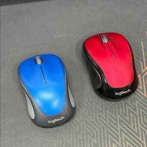Logitech Dual Wireless Mouse Set - Blue and Red